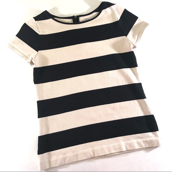 LOFT Tops - LOFT Black & Cream Stripe Short Sleeved Cotton Top